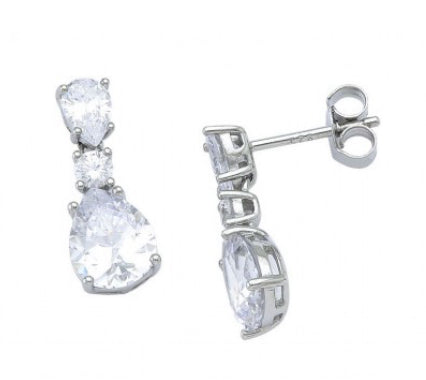 Σκουλαρίκια 925 με Ζιργκόν & Πέτρα Δάκρυ