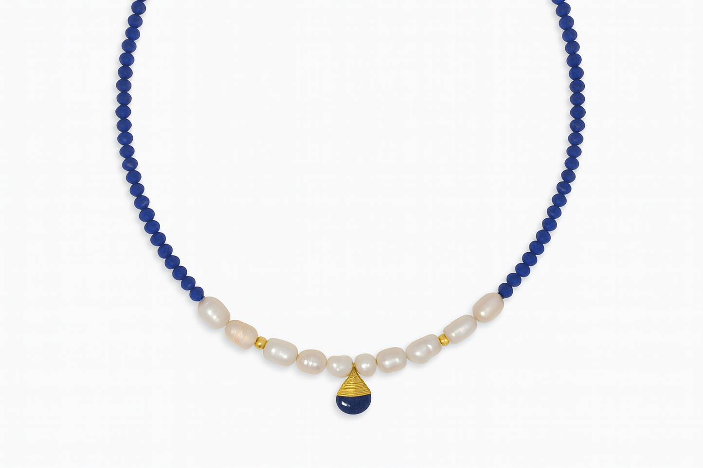 Χειροποίητο Κολιέ 925 με Μαργαριτάρια , Lapis Lazuli και Κρυστάλλινες Χάντρες