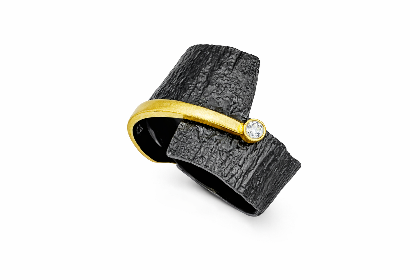 Δαχτυλίδι 925 Δίχρωμο Μαύρο Χρυσό-Ano Jewelry
