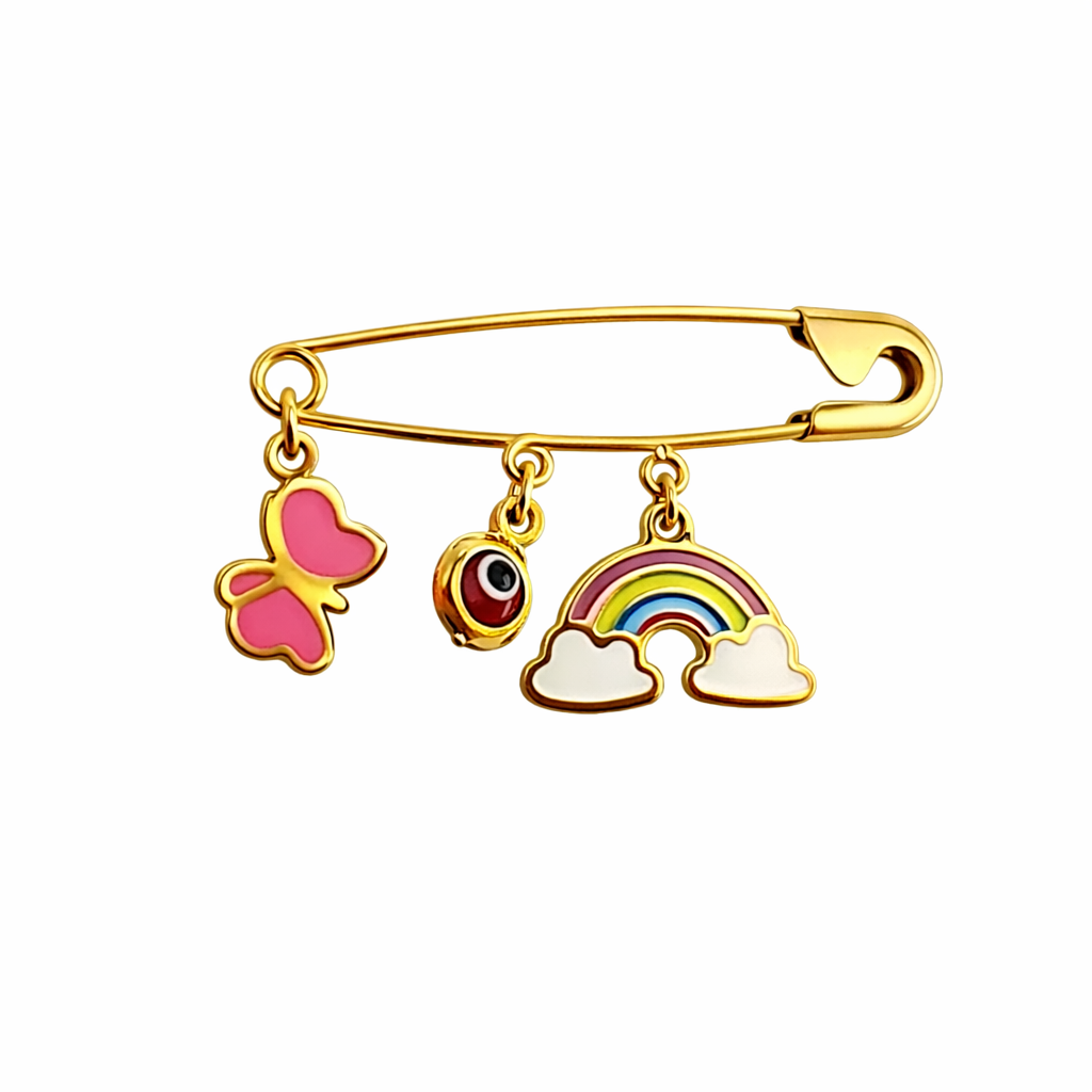 Ασημένια 925 Επιχρυσωμένη Παραμάνα Πεταλούδα-Ματάκι-Ουράνιο Τόξο