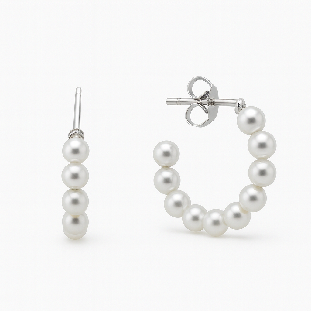 Σκουλαρίκια Κρίκοι 925 με Πέρλες