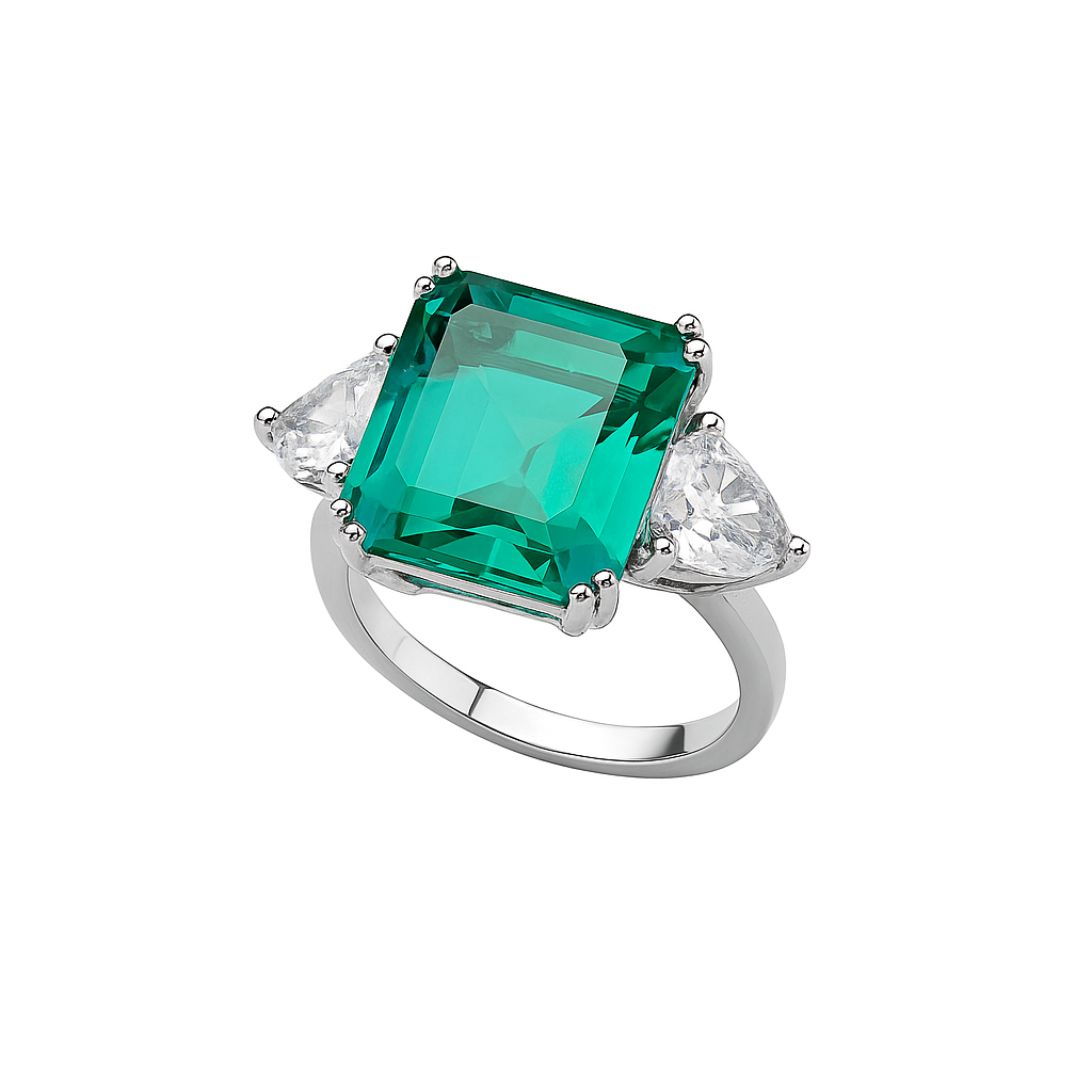Δαχτυλίδι 925 με Εντυπωσιακή Σμαραγδί Πέτρα