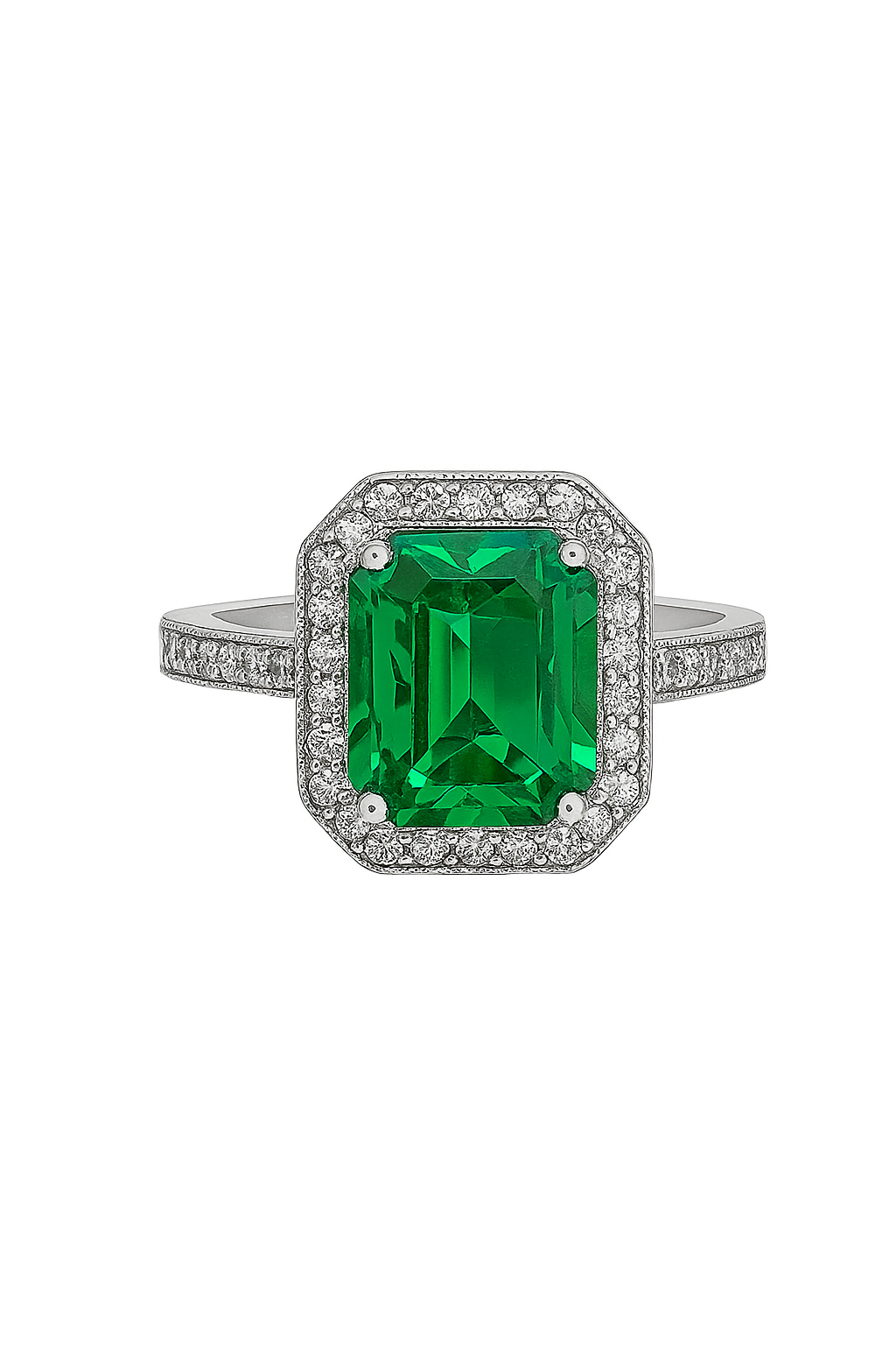 Δαχτυλίδι 925 με Σμαραγδί Ορθογώνια Πέτρα