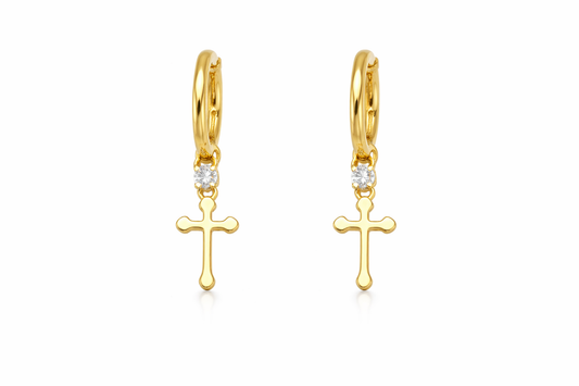 Σκουλαρίκια 925 Μίνι Κρικάκια με Σταυρουδάκι