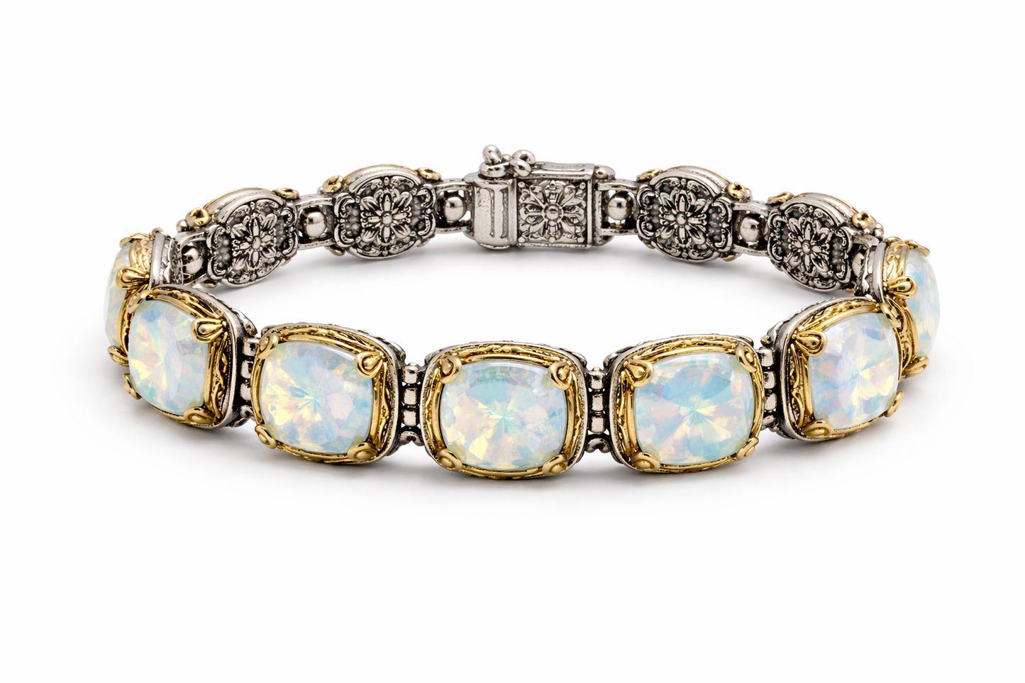 Βραχιόλι Αντικέ 925 με Λευκά Opal Κρύσταλλα- Anastasios Creations