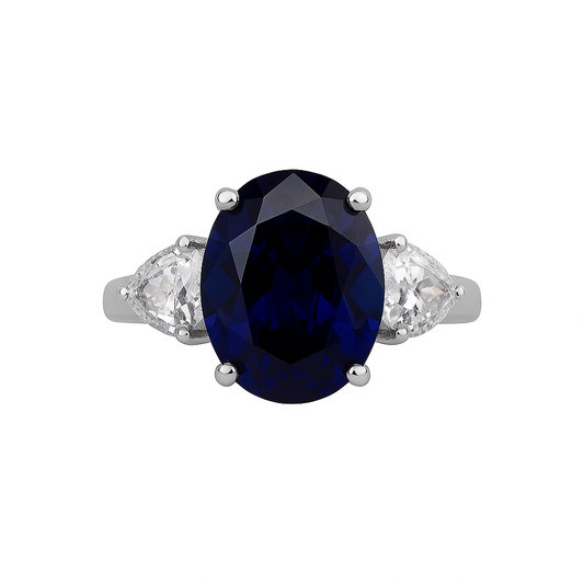 Δαχτυλίδι 925 με Εντυπωσιακή Μπλε Οβάλ Πέτρα