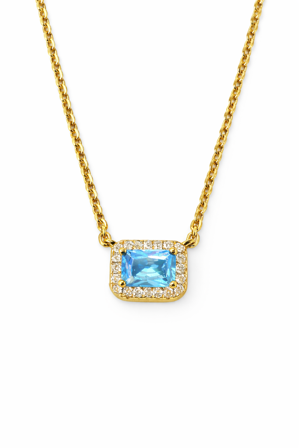 Κολιέ 925 Ορθογώνια Ζιργκόν Πέτρα