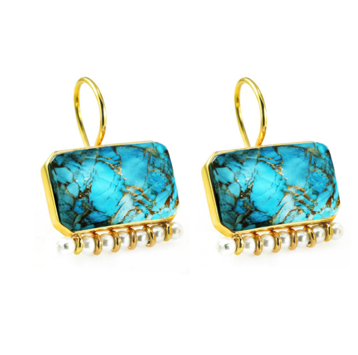 Σκουλαρίκια Κρεμαστά 925 με Ορυκτό και Μαργαριτάρια