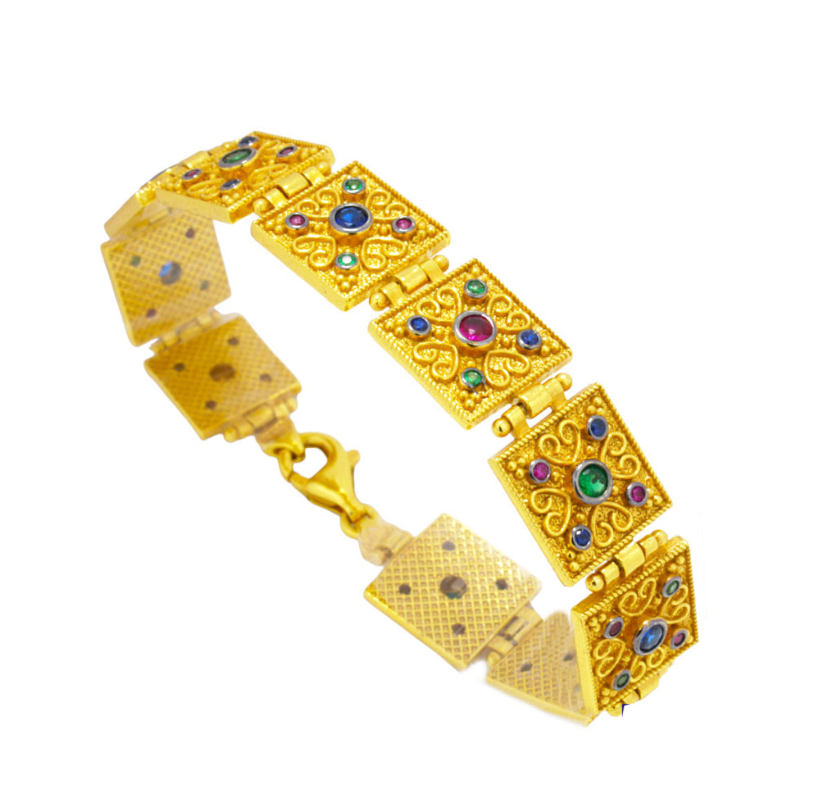 Βυζαντινό Βραχιόλι 925 Επιχρυσωμένο με Πέτρες Ζιργκόν