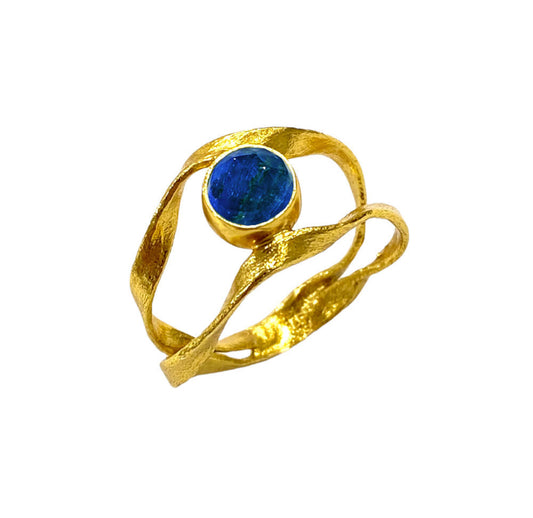 Χειροποίητο Δαχτυλίδι 925 Επιχρυσωμένο με Ορυκτή Πέτρα