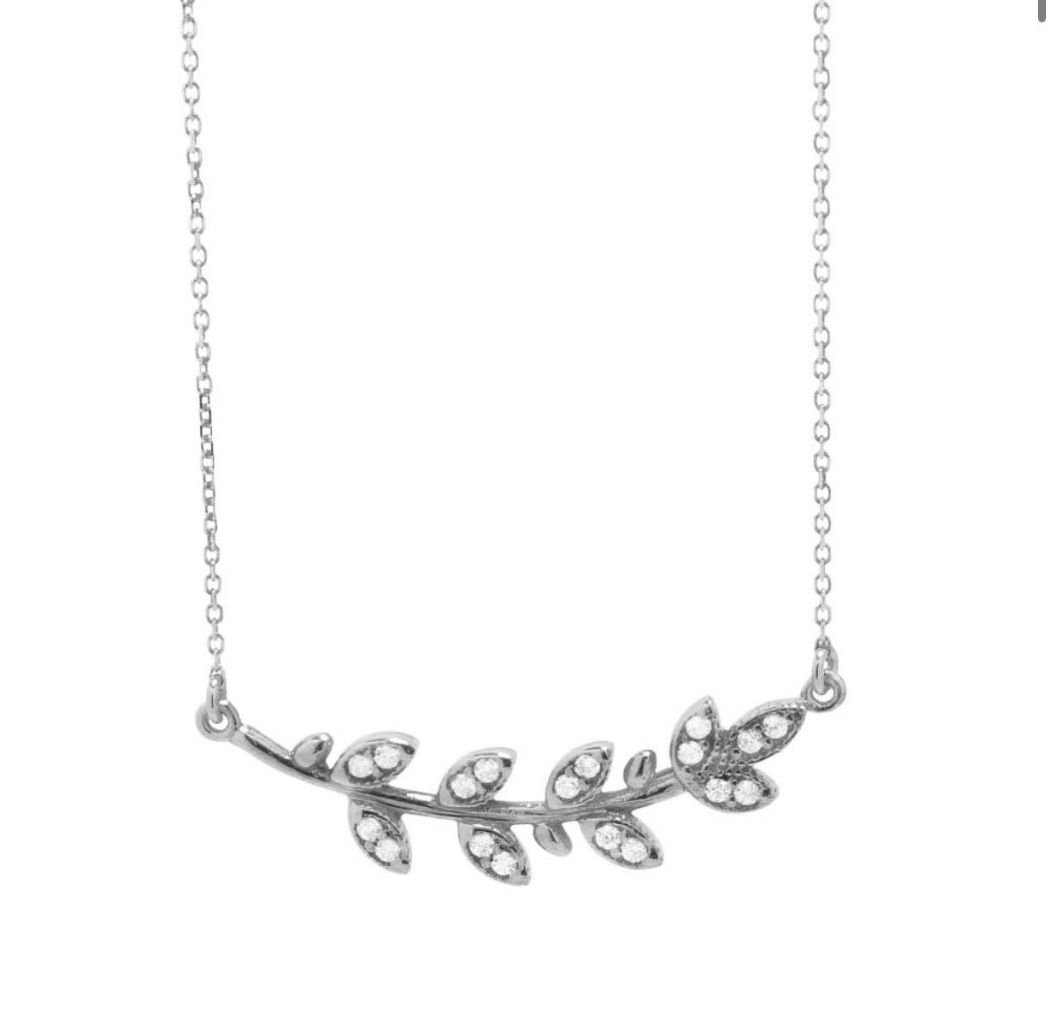 Κολιέ 925 Κλαδί Ελιάς με Πέτρες Ζιργκόν