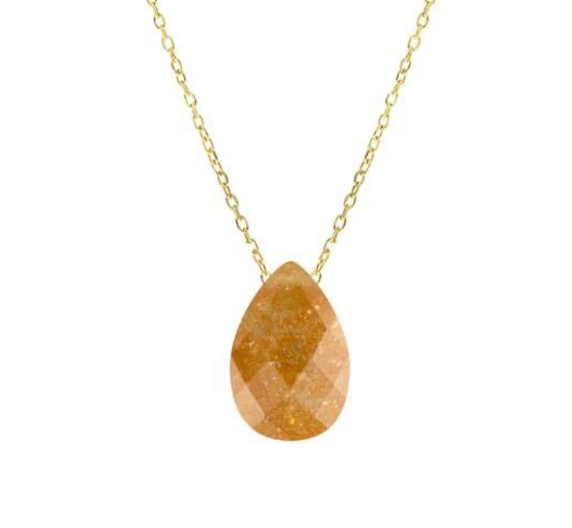 Gold Plated 925 Necklace with Mineral Teardrop Stone