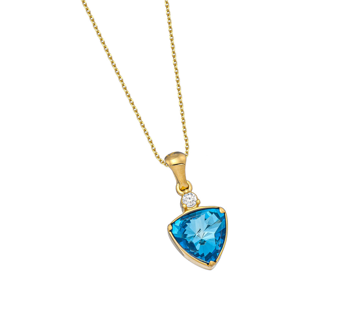 Κολιέ 925 με Τριγωνικό Μπλε Κρύσταλλο & Ζιργκόν – Anastasios Creations
