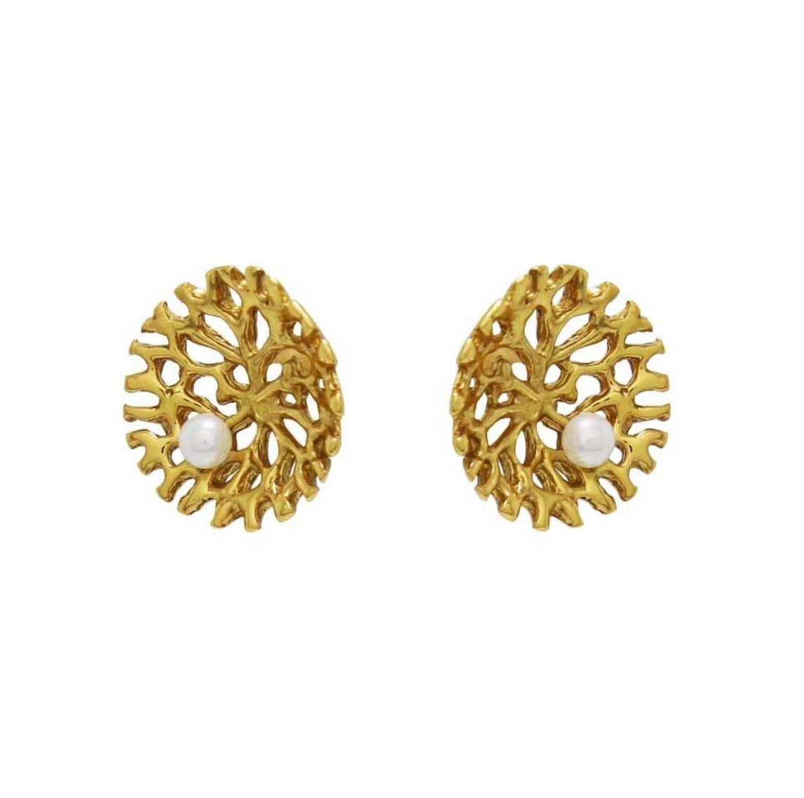 Σκουλαρίκια Καρφωτά 925 Κοράλλι με Μαργαριτάρι