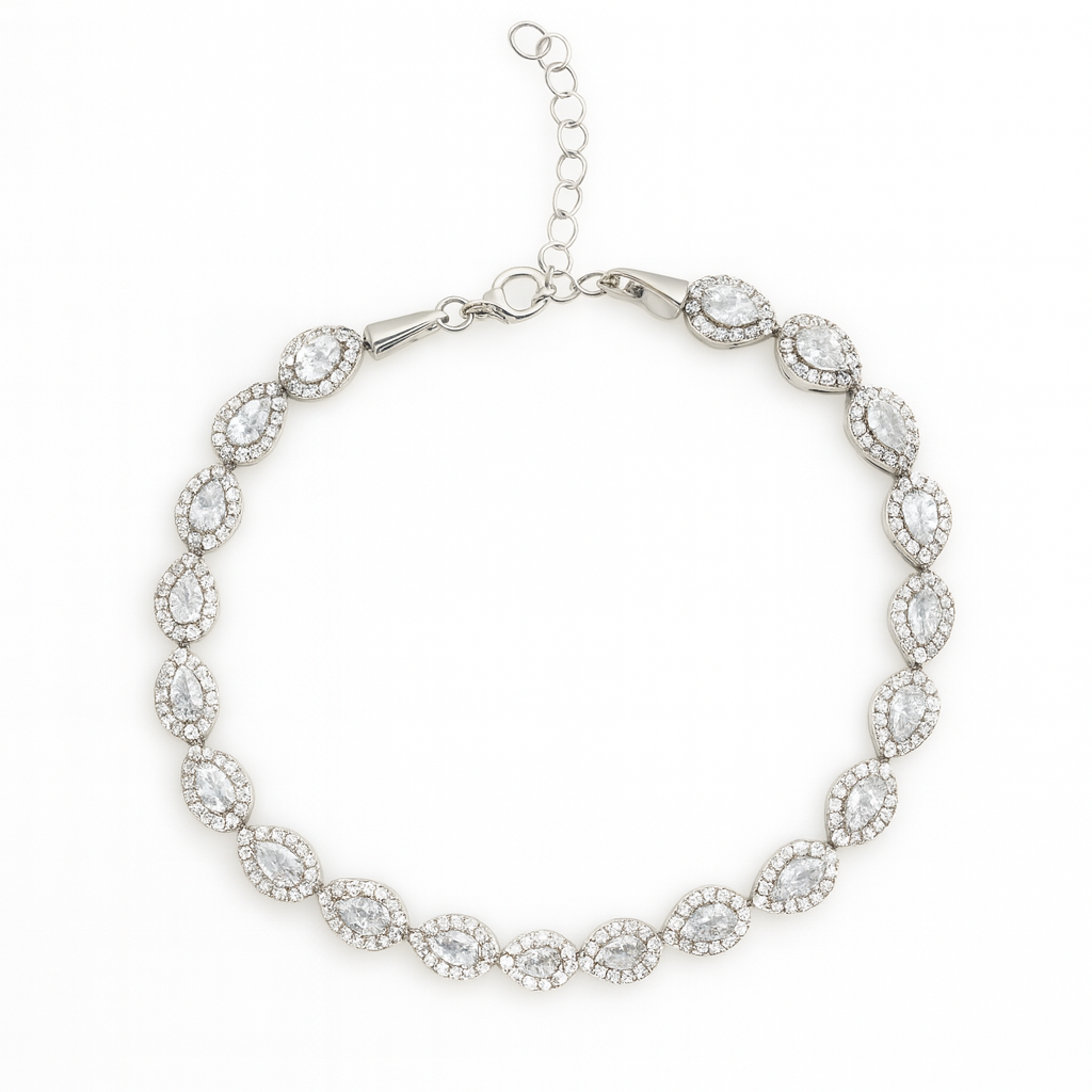 Βραχιόλι από Ασήμι 925 με Ζιργκόν σε Σχήμα Δάκρυ