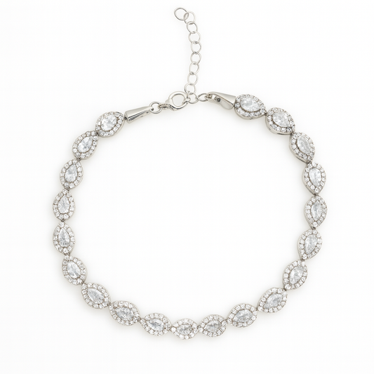 Βραχιόλι από Ασήμι 925 με Ζιργκόν σε Σχήμα Δάκρυ