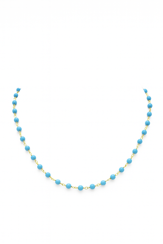 Κολιέ 925 με χάντρες τυρκουάζ