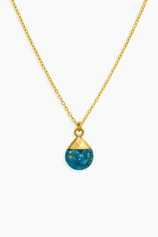 Κολιέ Επιχρυσωμένο 925 με Τυρκουάζ Πέτρα