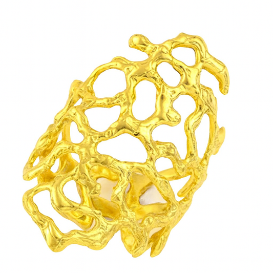 Δαχτυλίδι Επίχρυσο 925 σε σχήμα Κοράλλι Χειροποίητο - ΑΝΟ jewelry
