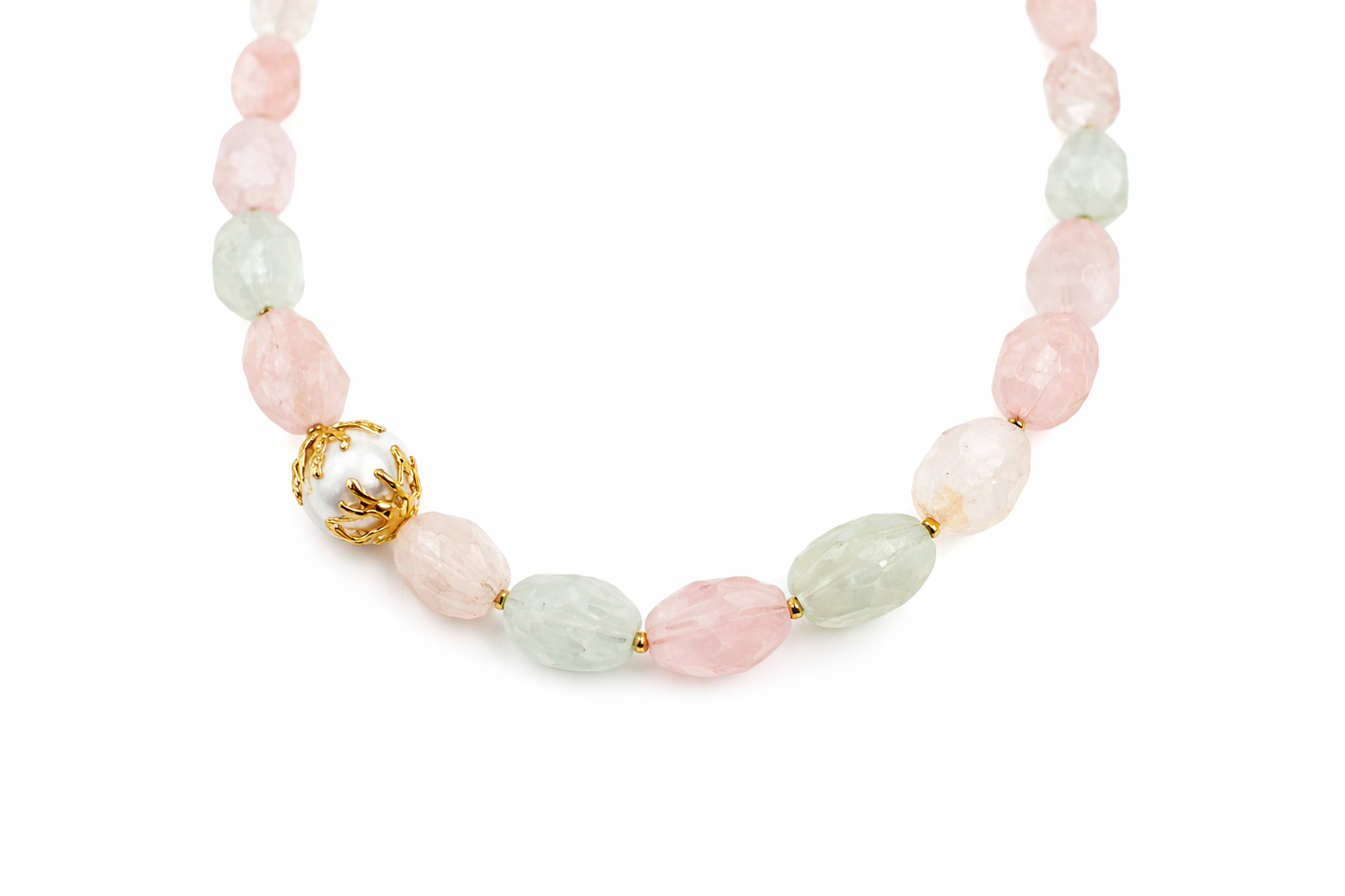 Κολιέ 925 με Πέτρες Μοργκανίτη- Ano Jewelry
