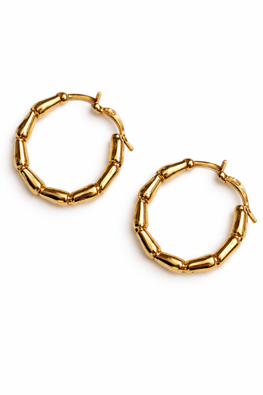 Σκουλαρίκια Κρίκοι 925 Σχέδιο Bamboo