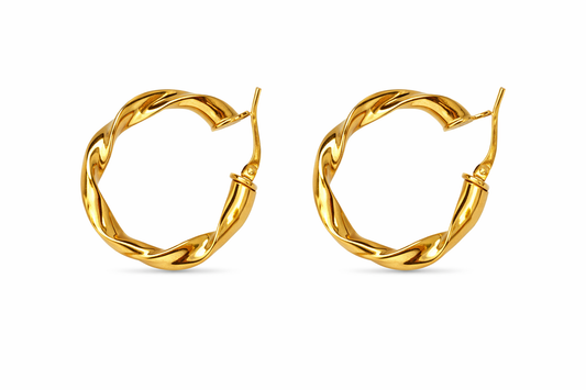 Σκουλαρίκια Κρίκοι 925 Στριφτή Κορδέλα