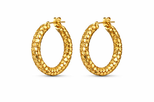 Σκουλαρίκια Κρίκοι 925  με Ανάγλυφη Υφή