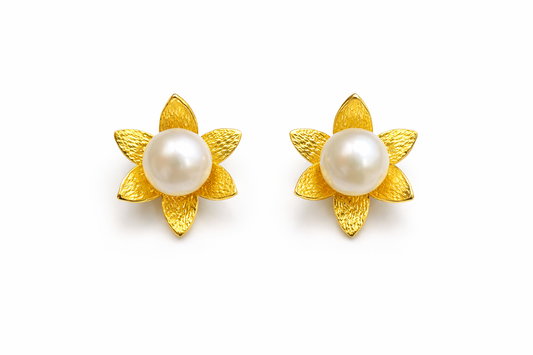 Σκουλαρίκια 925 Καρφωτά Λουλούδια με Μαργαριτάρι