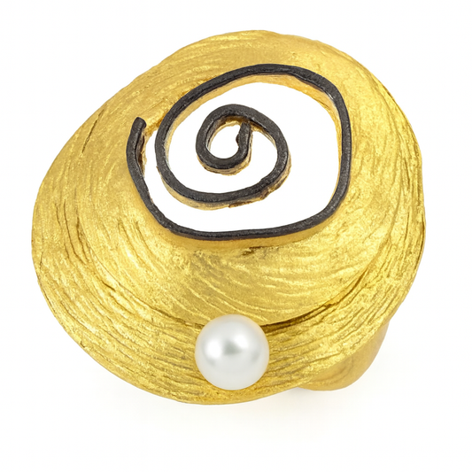 Χειροποίητο Δαχτυλίδι 925 με Σπείρα και Μαργαριτάρι - ΑΝΟ jewelry