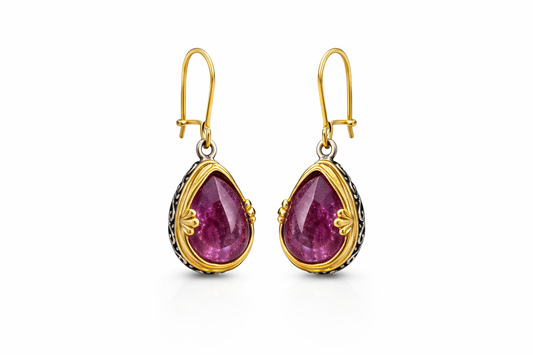 Σκουλαρίκια 925 Κρεμαστά με Πέτρα Ruby-Anastasios Creations