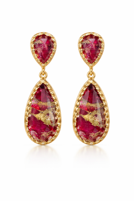 Σκουλαρίκια 925 με Πέτρες Ruby Copper- Anastasios Creations