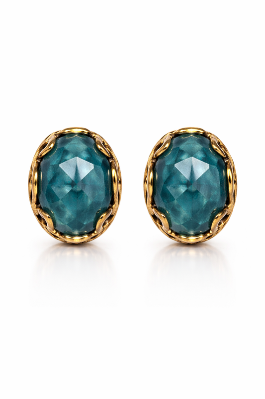 Σκουλαρίκια 925 Καρφωτά με Πέτρες Απατίτη-Anastasios Creations