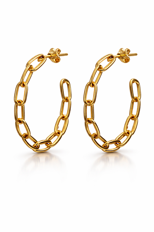 Σκουλαρίκια Κρίκοι 925 με Σχέδιο Αλυσίδα