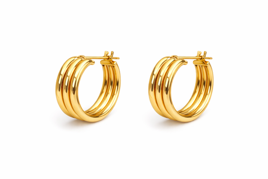 Σκουλαρίκια Κρίκοι 925 Τριπλή Μπάντα