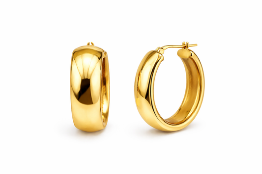 Σκουλαρίκια Κρίκοι 925 Σε Οβάλ Παχύ Σχήμα