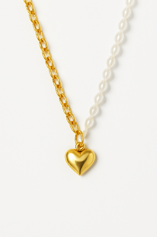 Κολιέ 925 με Καρδιά και Μαργαριτάρια