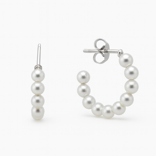 Σκουλαρίκια Κρίκοι 925 με Πέρλες