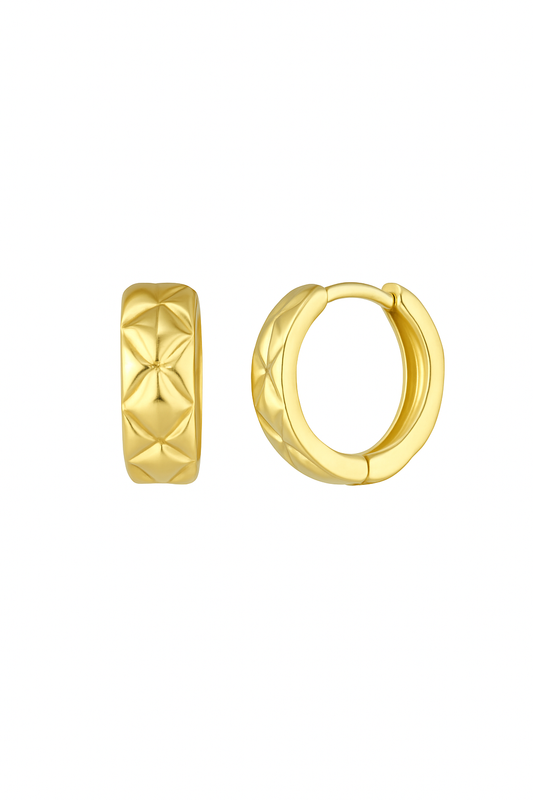 Σκουλαρίκια Κρίκοι 925 με Ανάγλυφο Σχέδιο