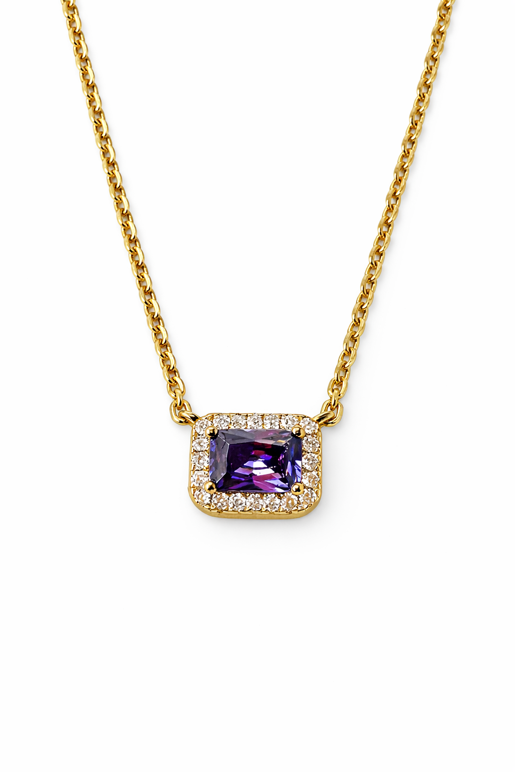 Κολιέ 925 Ορθογώνια Ζιργκόν Πέτρα