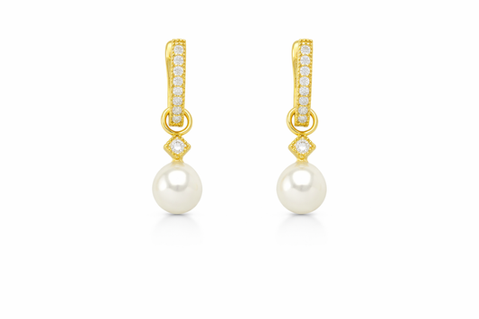 Σκουλαρίκια 925 με Ζιργκόν και Κρεμαστά Μαργαριταράκια