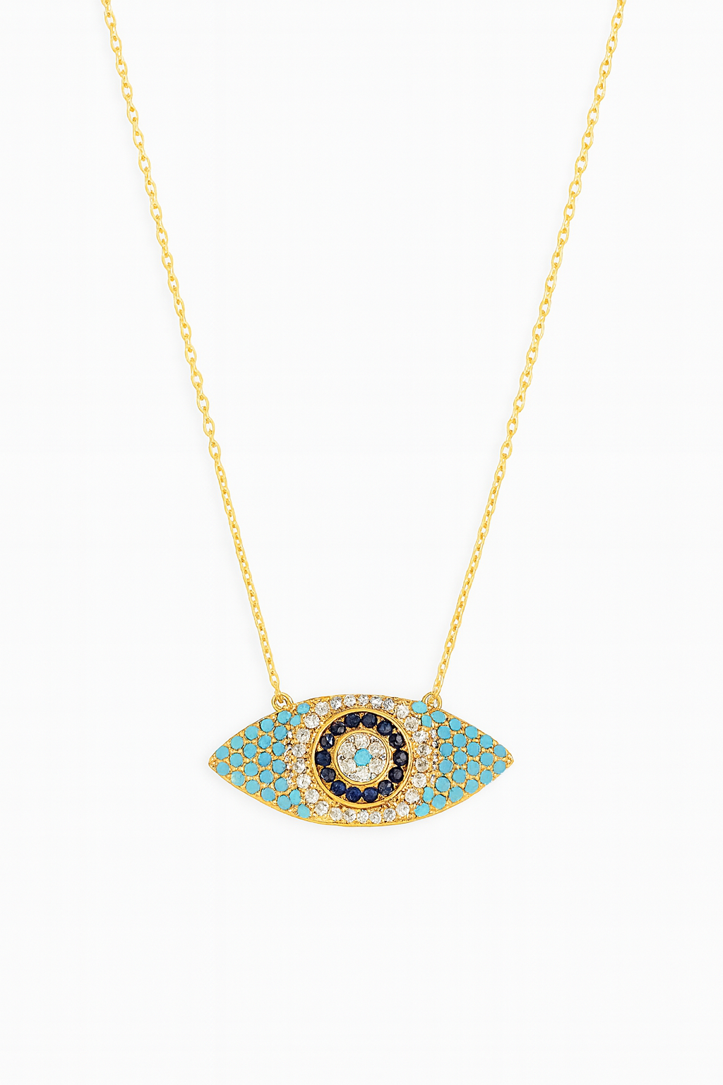 Κολιέ "Μάτι" με Ζιργκόν – Επιχρυσωμένο Ασήμι 925