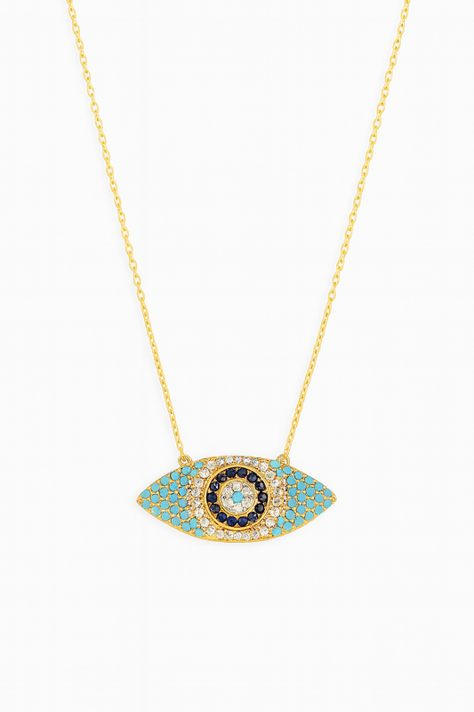 Κολιέ "Μάτι" με Ζιργκόν – Επιχρυσωμένο Ασήμι 925