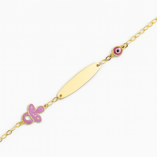 Παιδικό Βραχιόλι από Ασήμι 925 Επιχρυσωμένο με Σμάλτο & Ματάκι