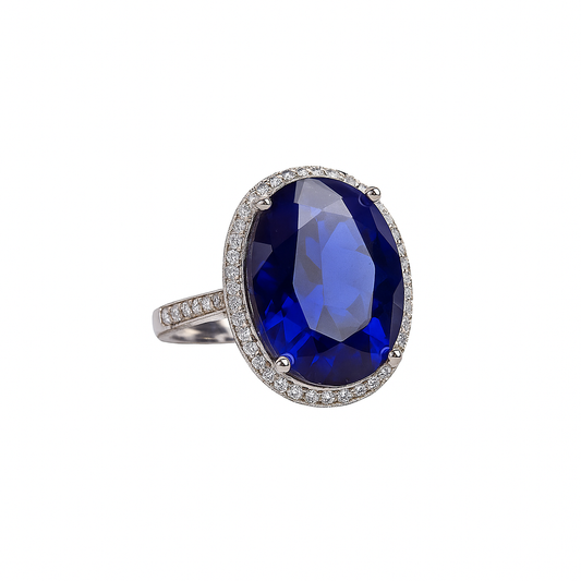 Δαχτυλίδι 925 με Εντυπωσιακή Οβάλ Μπλε Πέτρα