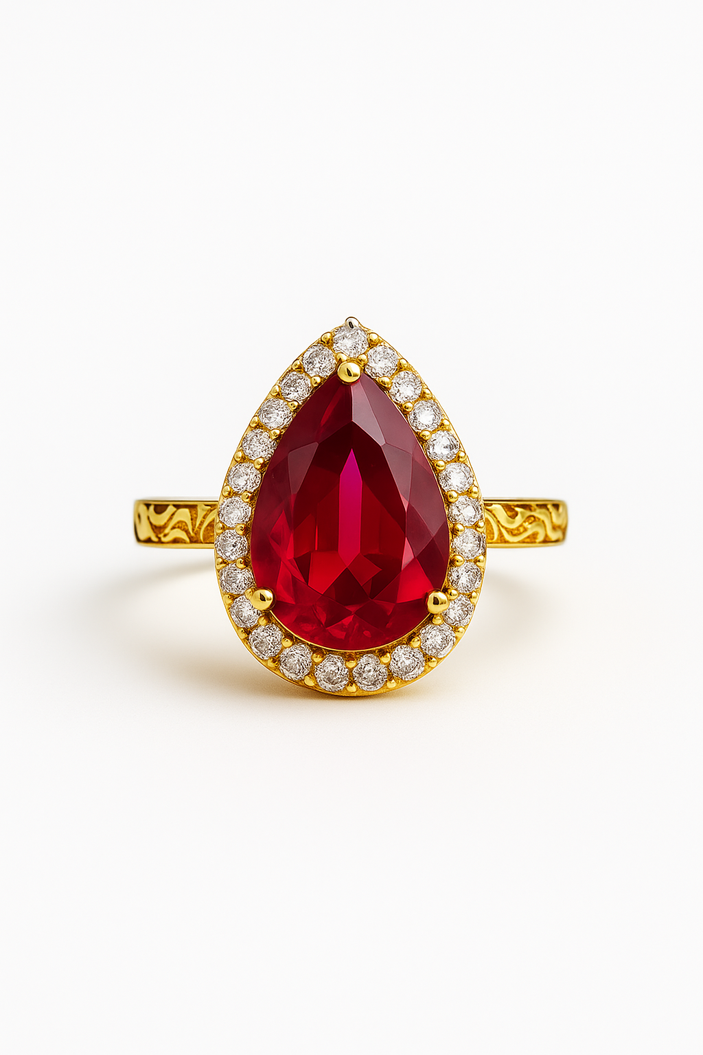 Δαχτυλίδι 925 με Κόκκινη Πέτρα Δάκρυ