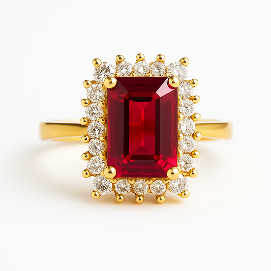 Δαχτυλίδι 925 με Κοκκινη Ορθογώνια Πέτρα