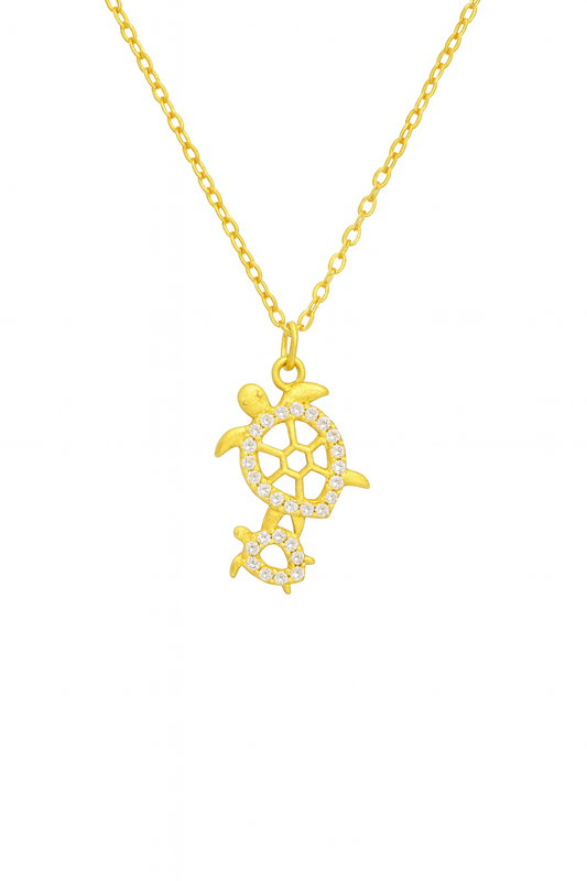 Κολιέ με Σχέδιο Χελώνα και Ζιργκον -Χρυσό 14 Καράτια