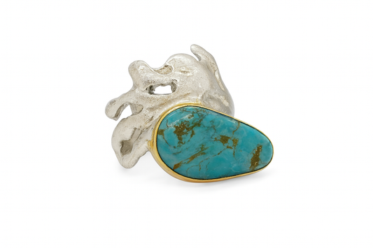 Χειροποίητο Δαχτυλίδι από Ασήμι 925 με Αυθεντική Τυρκουάζ Πέτρα – Ελληνικής Κατασκευής