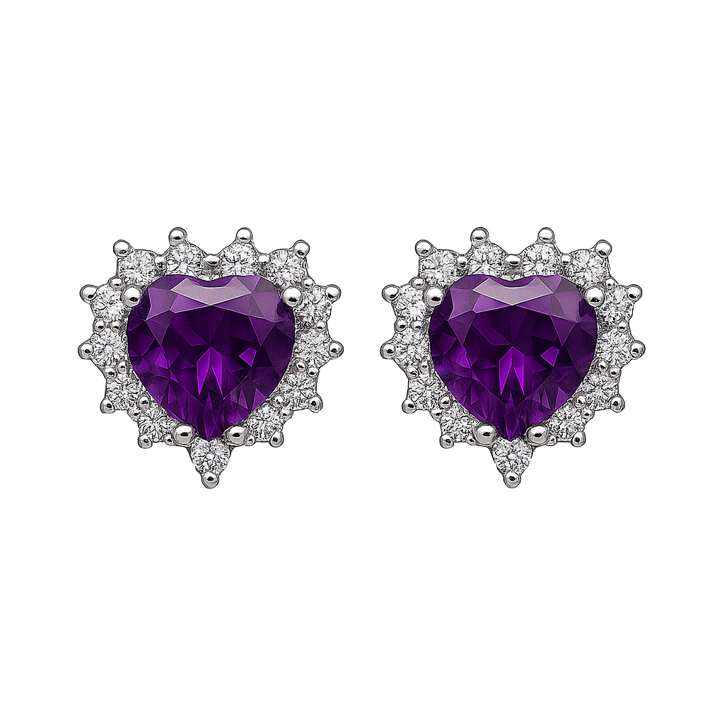 Σκουλαρίκια Καρδιές Καρφωτές 925 με Ζιργκόν