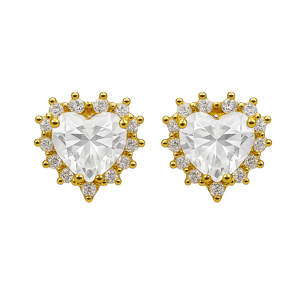 Σκουλαρίκια Καρδιές Καρφωτές 925 με Ζιργκόν